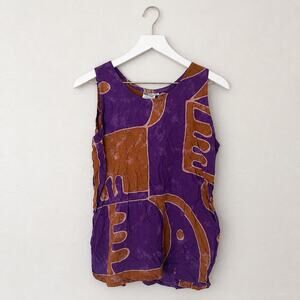 Hary Dary Art Teacher Lagenlook Abstract Batik Rayon Tunic Top Medium